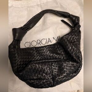 Giorgia Milano Black Woven Leather Bag